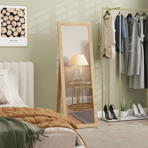Miroir sur pied 58" x 20", miroir intégral pour chambre à coucher, chêne