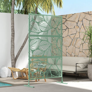 Paravent décoratif d'extérieur en métal avec support, motif feuille, vert clair