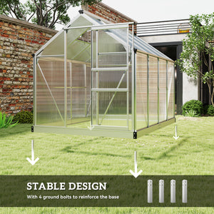 Greenhouse with gutter, ventilation and sliding door, silver