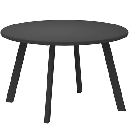 Outsunny Outdoor Round Side Table, Patio Coffee Table with Metal Frame and Non-Slip Feet, Black