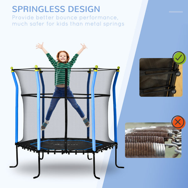 160cm Indoor Mini Trampoline with Safety Net, Blue