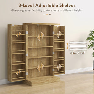 Meuble de rangement en rotin avec étagère à 5 niveaux et 12 étagères à épices