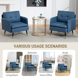 Ensemble de 2 fauteuils d'appoint rembourrés avec dossier capitonné et pieds en acier