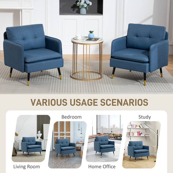 Ensemble de 2 fauteuils d'appoint rembourrés avec dossier capitonné et pieds en acier