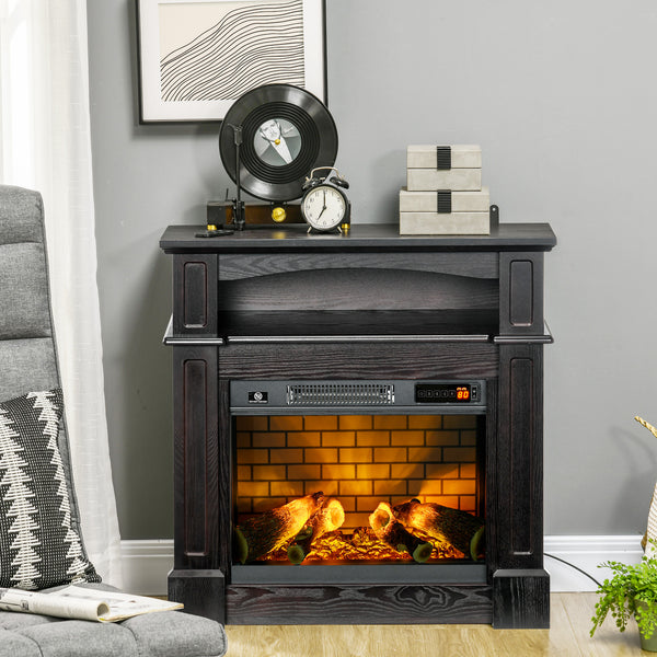 Cheminée électrique avec manteau brun de 700 W/1 400 W