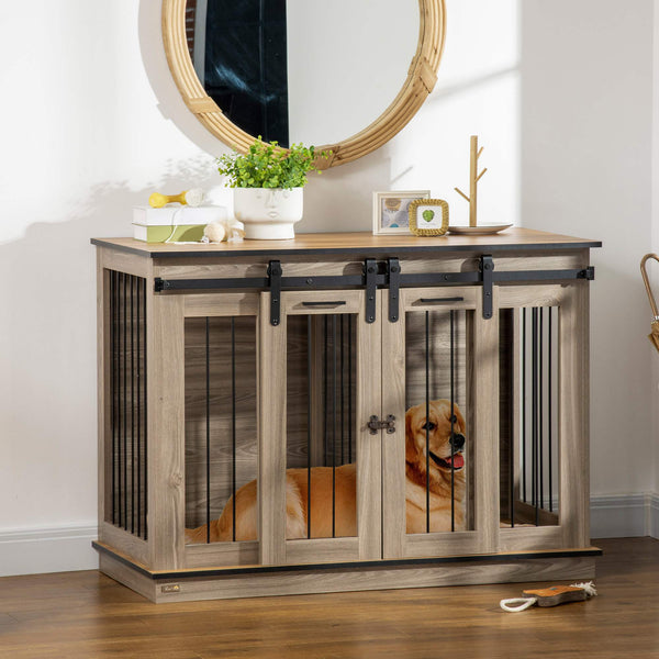 Meuble cage avec panneau de séparation, chêne