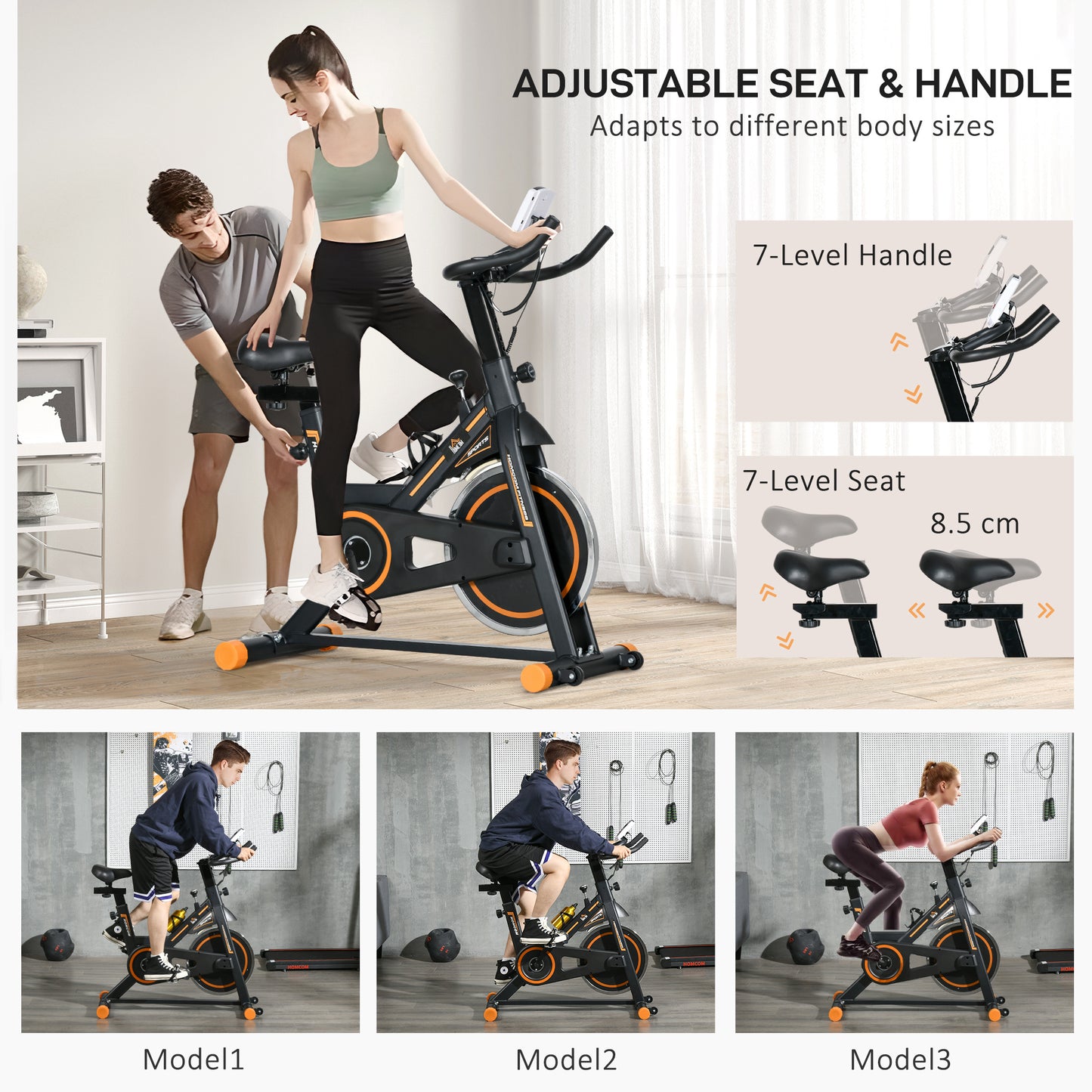 Soozier Upright Exercise Bike, Cardio Workout Bike with Adjustable Resistance LCD Display, Orange