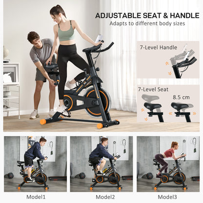 Soozier Upright Exercise Bike, Cardio Workout Bike with Adjustable Resistance LCD Display, Orange