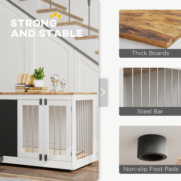 Meuble cage de 39" avec tableau noir, trois portes, blanc