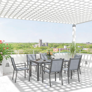 Ensemble de salle à manger d'extérieur 7 pièces avec table rectangulaire