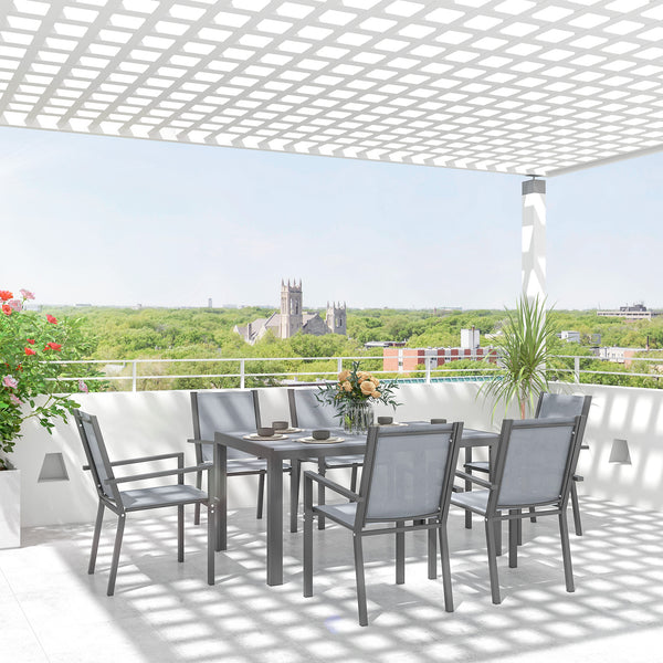 Ensemble de salle à manger d'extérieur 7 pièces avec table rectangulaire