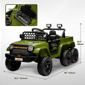 Voiture électrique 12V 4 roues motrices / 2 roues motrices pour enfants avec télécommande, vert foncé