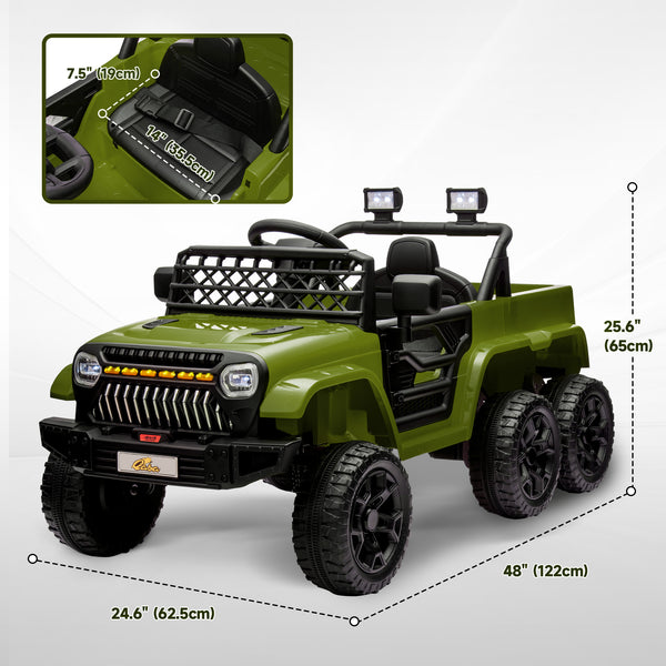 Voiture électrique 12V 4 roues motrices / 2 roues motrices pour enfants avec télécommande, vert foncé