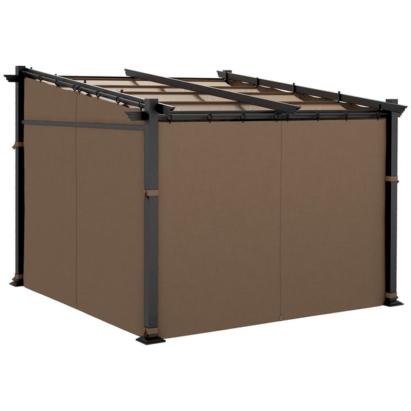 Pergola métallique 10 x 10 avec toit coulissant et rétractable, couleur café