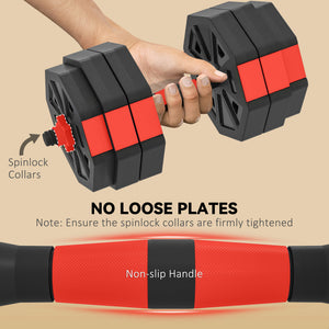 Ensemble d’haltères ajustables 6 en 1 de 55 lb avec barre, kettlebell et supports à pompes