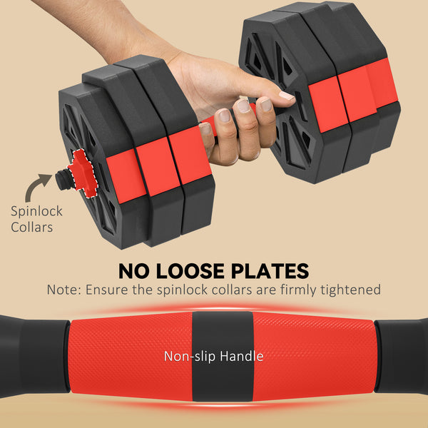 Ensemble d’haltères ajustables 6 en 1 de 55 lb avec barre, kettlebell et supports à pompes