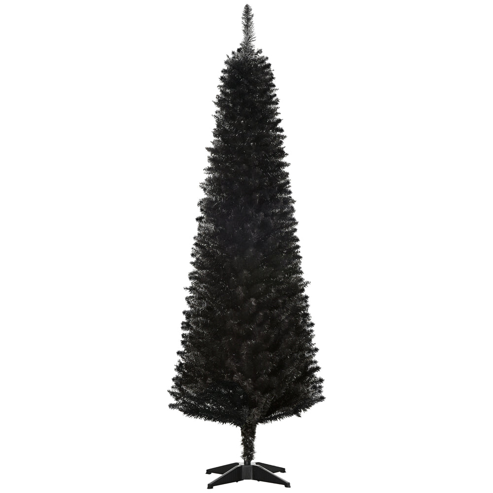 Sapin de Noël artificiel mince noir de 6 pieds