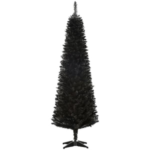 Sapin de Noël artificiel mince noir de 6 pieds