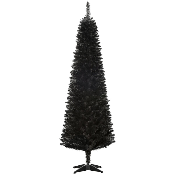 Sapin de Noël artificiel mince noir de 6 pieds