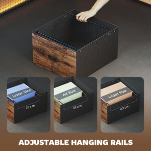 76" Gaming Desk, Computer Table with RGB Lights, USB Ports, Monitor Stand and 2 Fabric Drawers, Rustic Brown