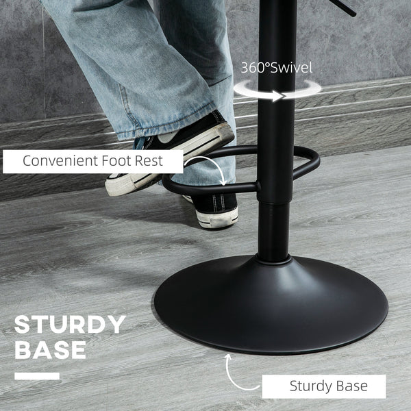 Set of 2 swivel bar stools upholstered in linen, black