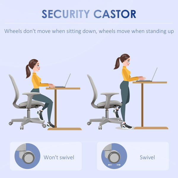 Chaise de bureau avec dossier en maille, roulettes pivotantes de sécurité, accoudoirs, gris