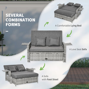 Ensemble de jardin convertible en lit, gris