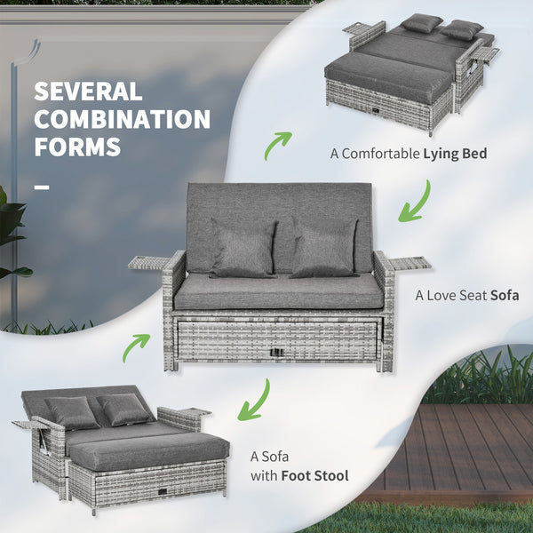 Ensemble de jardin convertible en lit, gris