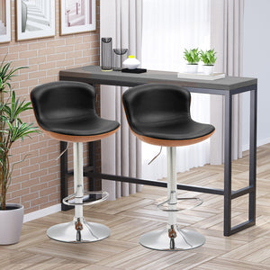 Lot de 2 tabourets de bar modernes avec dossier et repose-pieds pivotants, noir