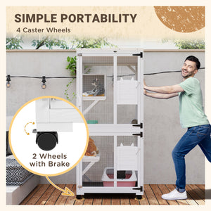 Enclos surélevé avec roulettes, bac de repos, résistant à l'eau, blanc