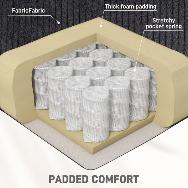 Fauteuil inclinable manuel avec massage par vibrations, poches latérales, en velours côtelé, noir