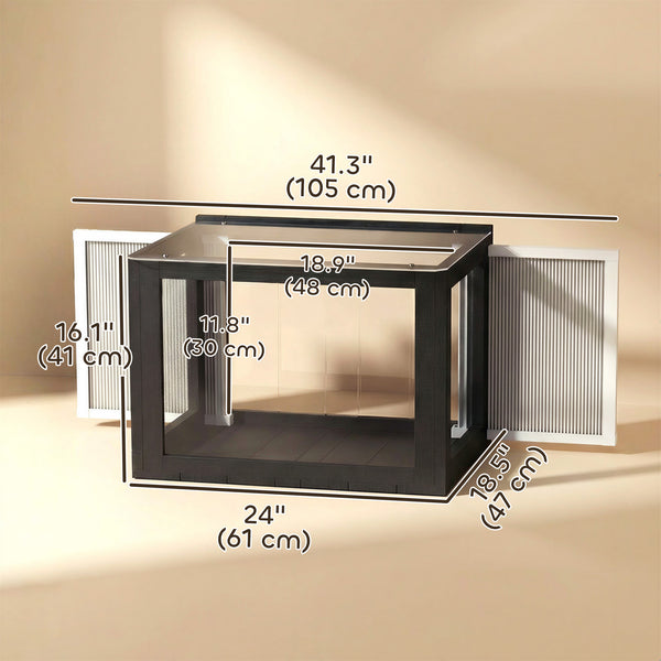 Enclos extérieur pour chat réglable avec toit étanche pour fenêtre, 61 x 47 x 41 cm, noir et blanc