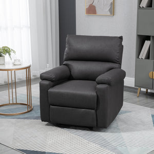 Fauteuil inclinable manuel avec repose-pieds, assise rembourrée, gris foncé