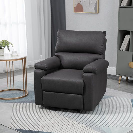 Fauteuil inclinable manuel avec repose-pieds, assise rembourrée, gris foncé