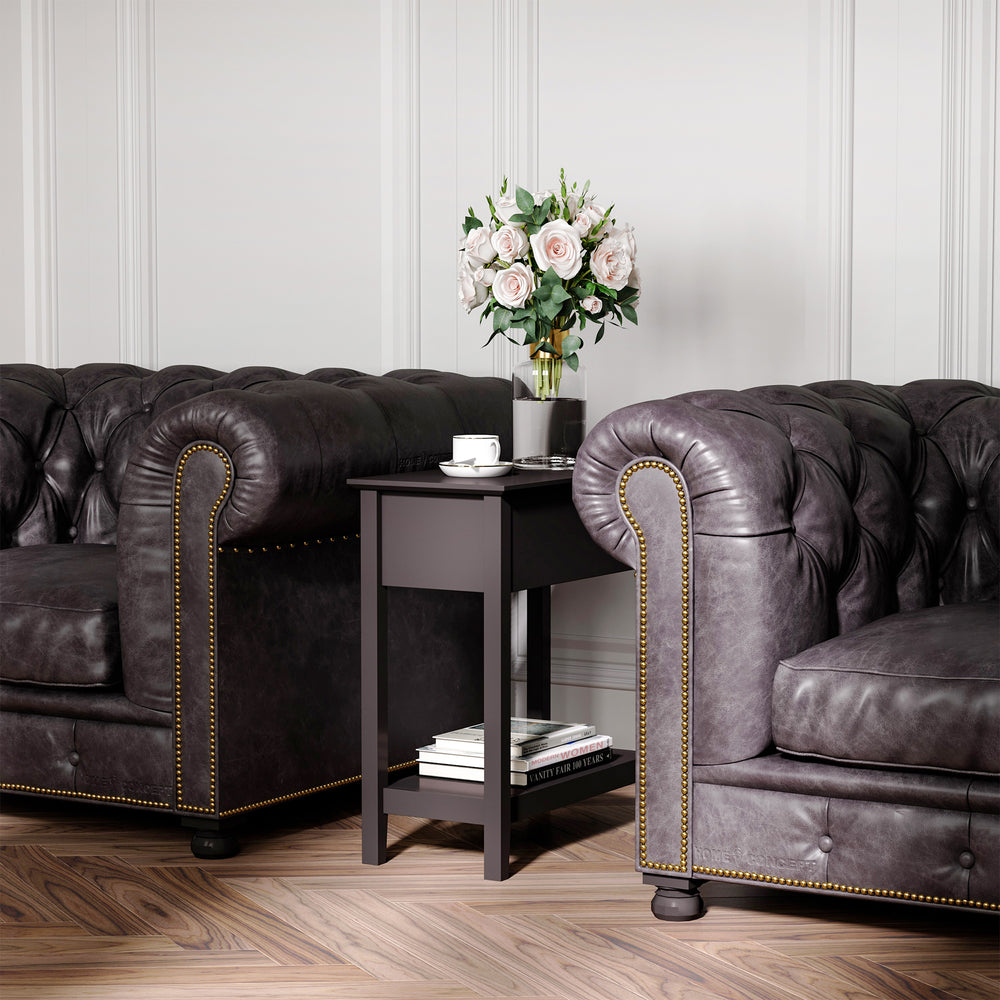 Table d'appoint avec plateau rabattable, café foncé