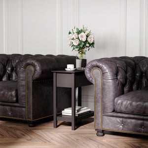 Table d'appoint avec plateau rabattable, café foncé