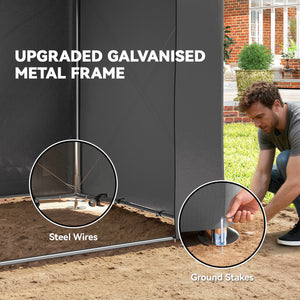 Waterproof portable garden shed with roll-up zip door, dark grey