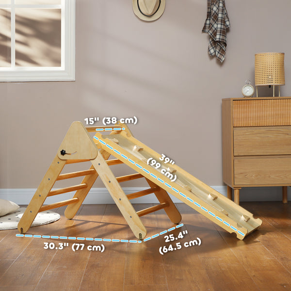 Ensemble d'escalade 3 en 1 avec rampe pour tout-petits en bois naturel