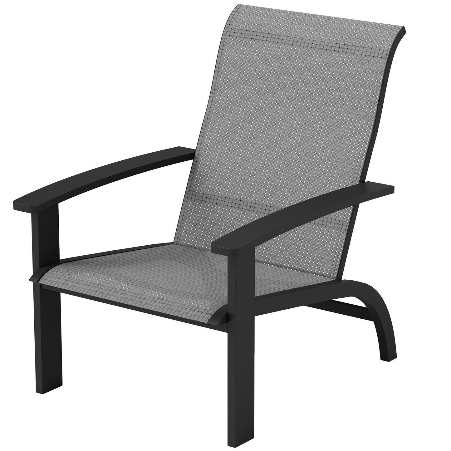 Chaise Adirondack d'extérieur Muskoka avec cadre en aluminium, assise en maille, dossier haut pour jardin et terrasse, gris foncé
