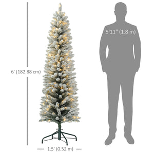 Sapin de Noël artificiel givré de 6 pieds pré-éclairé