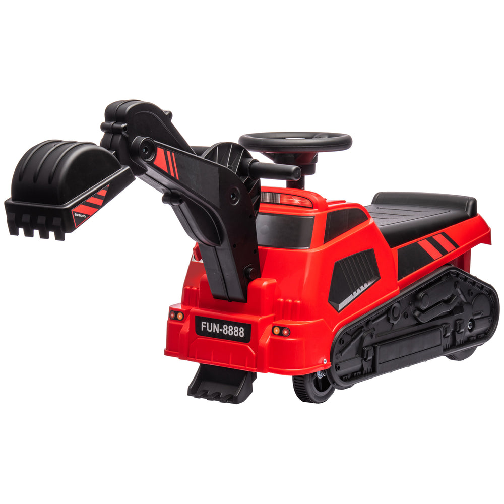 Jouet 3 en 1 pour enfants : excavatrice, bulldozer et compacteur roulant avec musique, couleur rouge