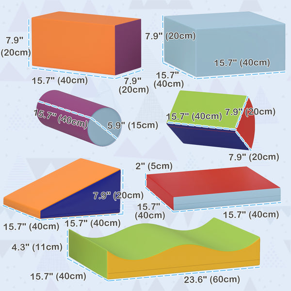 Lot de 7 blocs d'escalade en mousse souple modulaires pour enfants