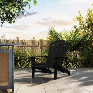 Chaise Adirondack en bois à lattes pour terrasse, jardin, arrière-cour, foyer, noire
