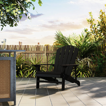 Chaise Adirondack en bois à lattes pour terrasse, jardin, arrière-cour, foyer, noire