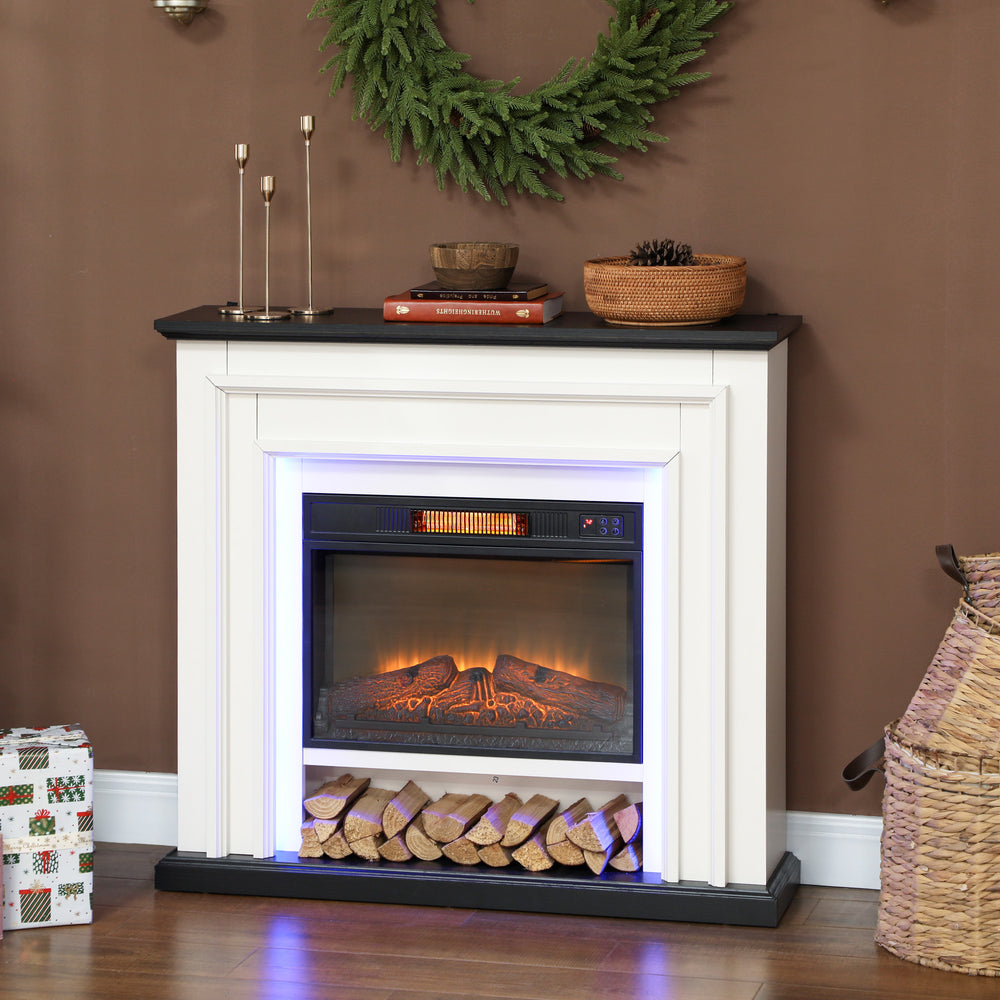 Cheminée électrique de 41 pouces avec manteau, 1400 W avec effet de flamme 3D