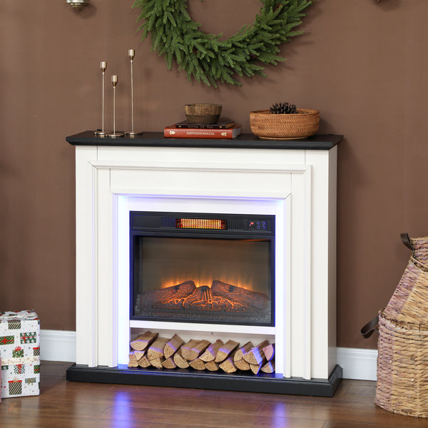 Cheminée électrique de 41 pouces avec manteau, 1400 W avec effet de flamme 3D