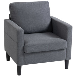 Fauteuil moderne rembourré avec assise et accoudoirs épais et rembourrés, gris foncé