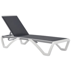 Outdoor Chaise Lounge Chair, Patio Aluminum Tanning Chair with 5-Level Adjustable Back, Portable Wheels, Breathable Mesh Fabric, for Pool, Deck, Garden, Grey
