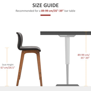 Set of 2 modern bar stools, dark brown.