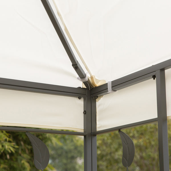 Gazebo 10 x 10 en métal avec structure décorative et toit ventilé, couleur crème